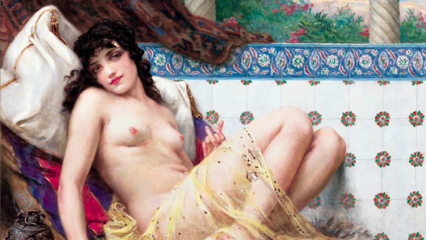 Guillaume Seignac Odalisque With The Fan