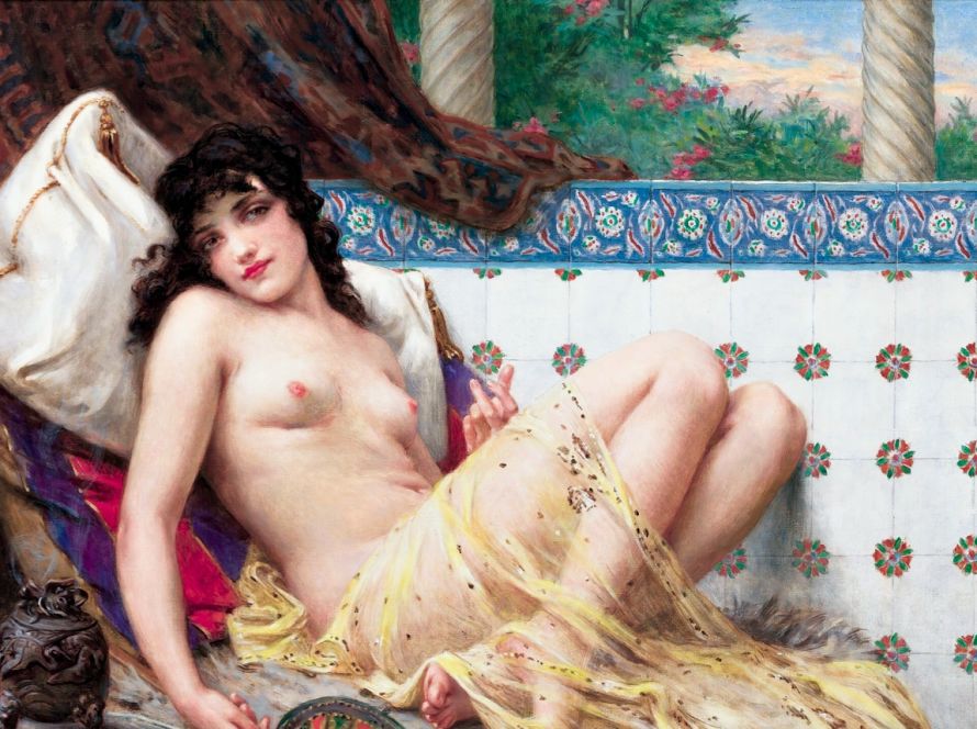 Guillaume Seignac Odalisque With The Fan